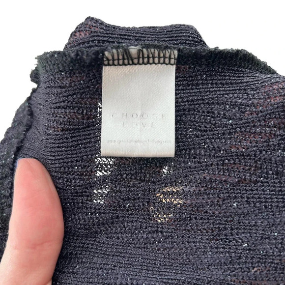 Generation Love Pointelle Lurex Metallic Navy Blue‎ Sweater Size XS / S - Picture 7 of 8